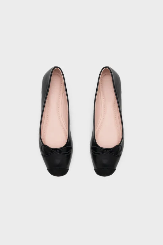 DUO TONE SQUARE TOE FLAT BALLERINA