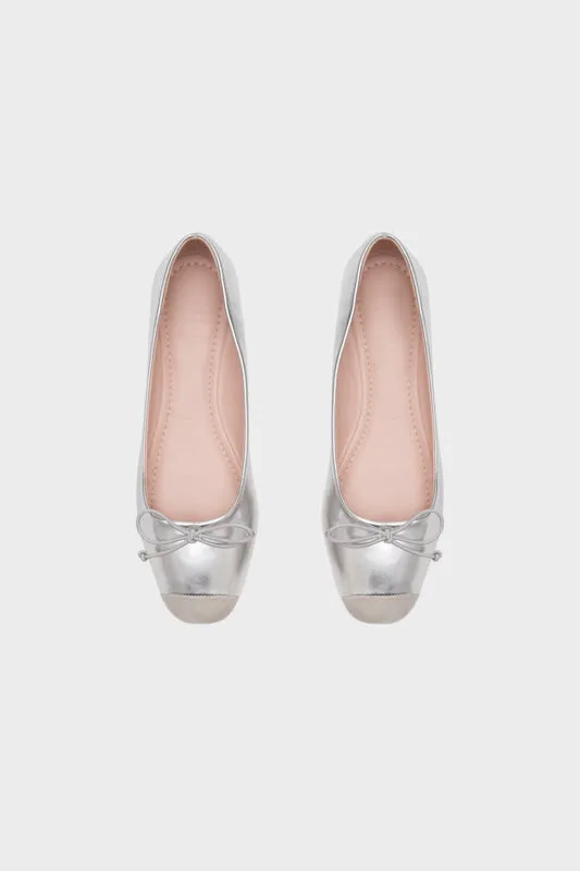 DUO TONE SQUARE TOE FLAT BALLERINA