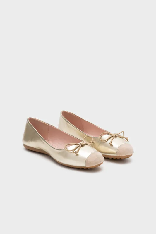 DUO TONE SQUARE TOE FLAT BALLERINA