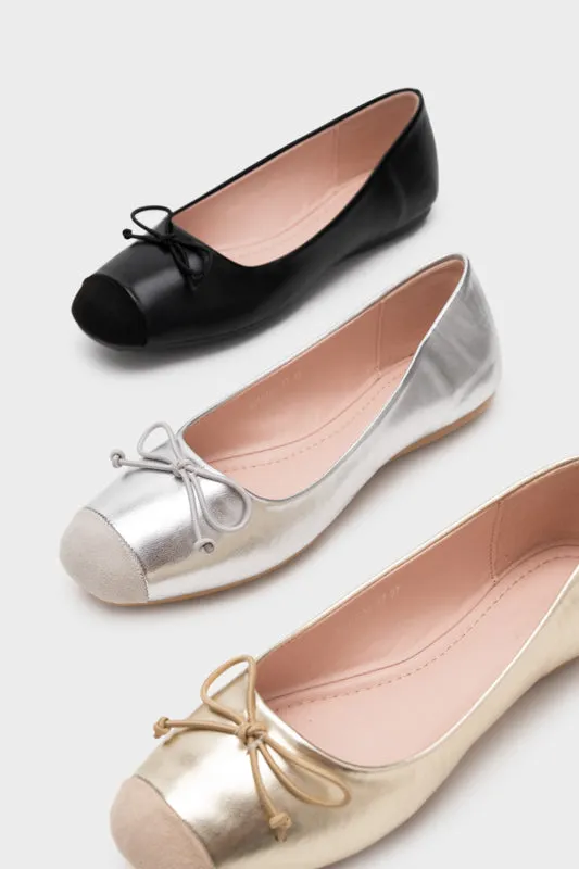 DUO TONE SQUARE TOE FLAT BALLERINA