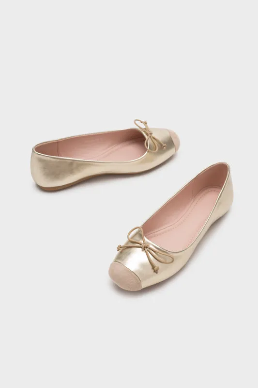 DUO TONE SQUARE TOE FLAT BALLERINA