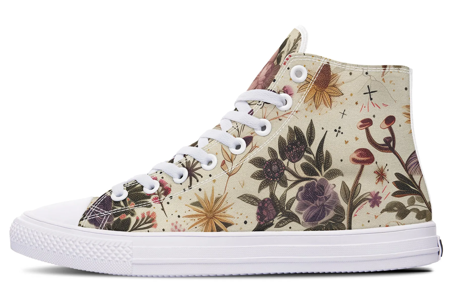 Enchanted Blossoms High Tops - Classic Premium Canvas Shoes with Comfortable and Durable Soles