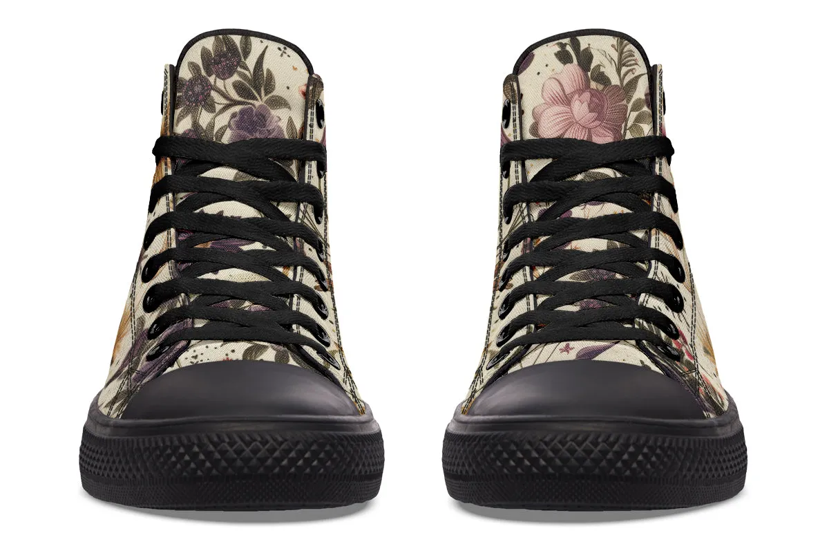 Enchanted Blossoms High Tops - Classic Premium Canvas Shoes with Comfortable and Durable Soles