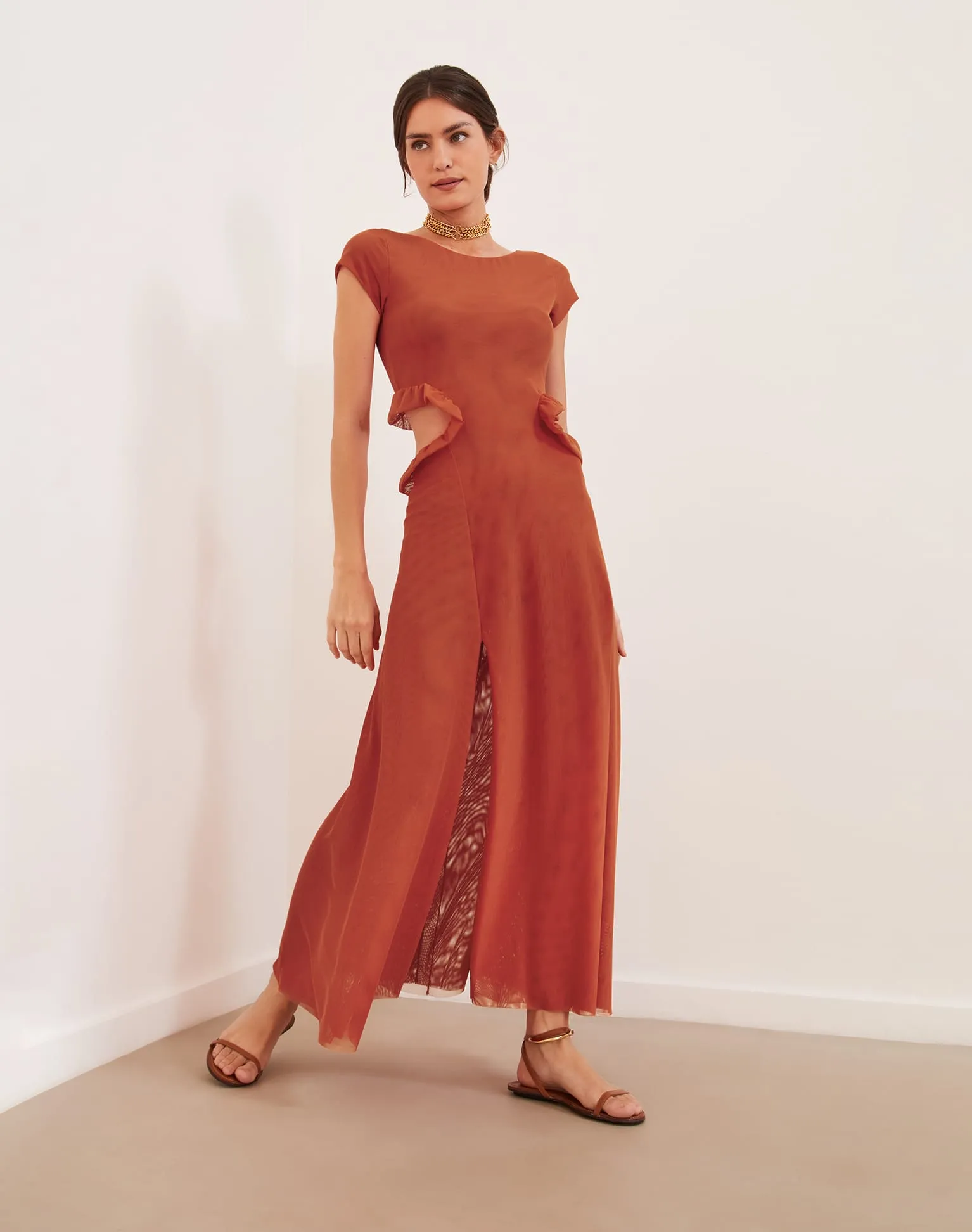 Evie Long Dress (exchange only) - Grapefruit