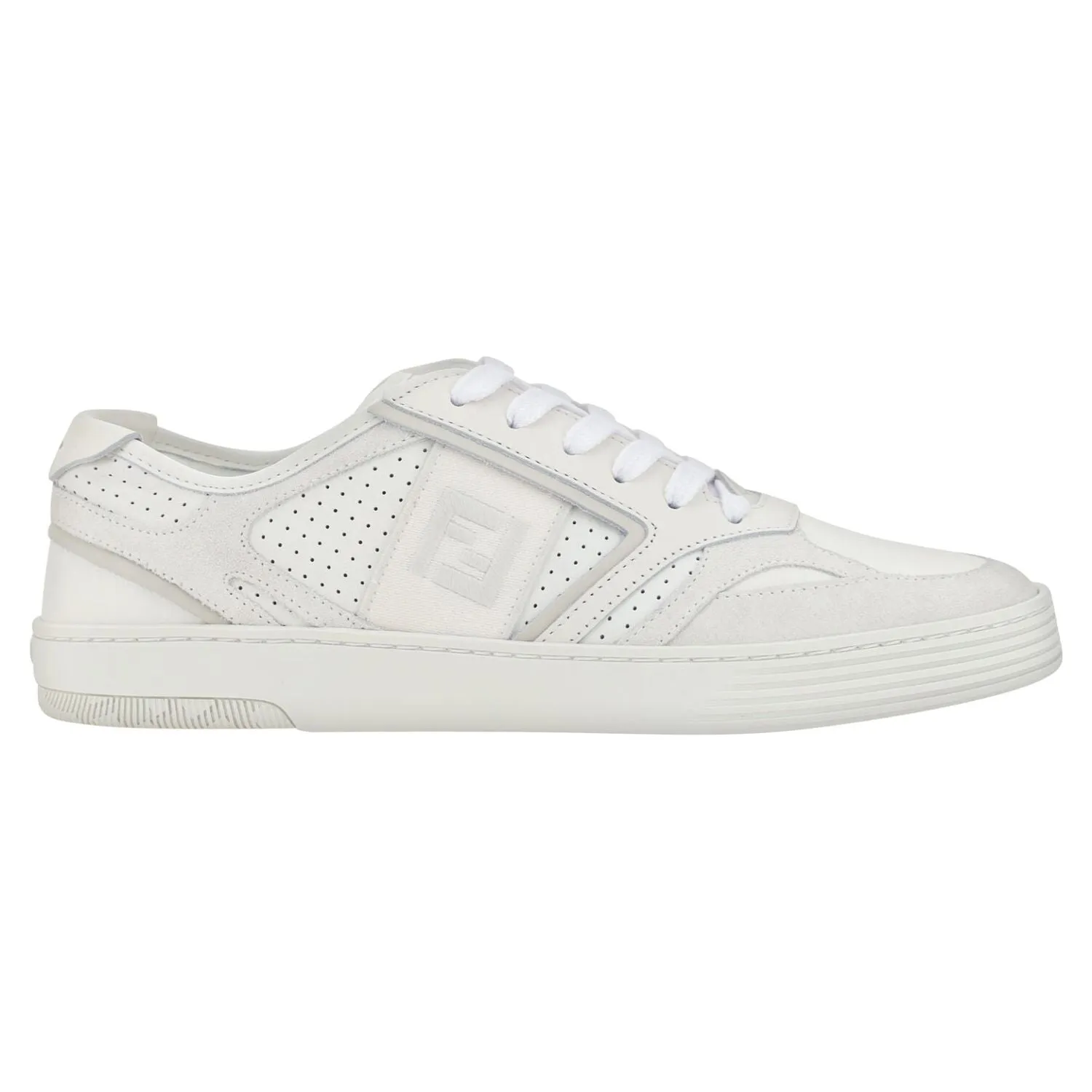 Fendi Elegant Low Top Calfskin Sneakers in White