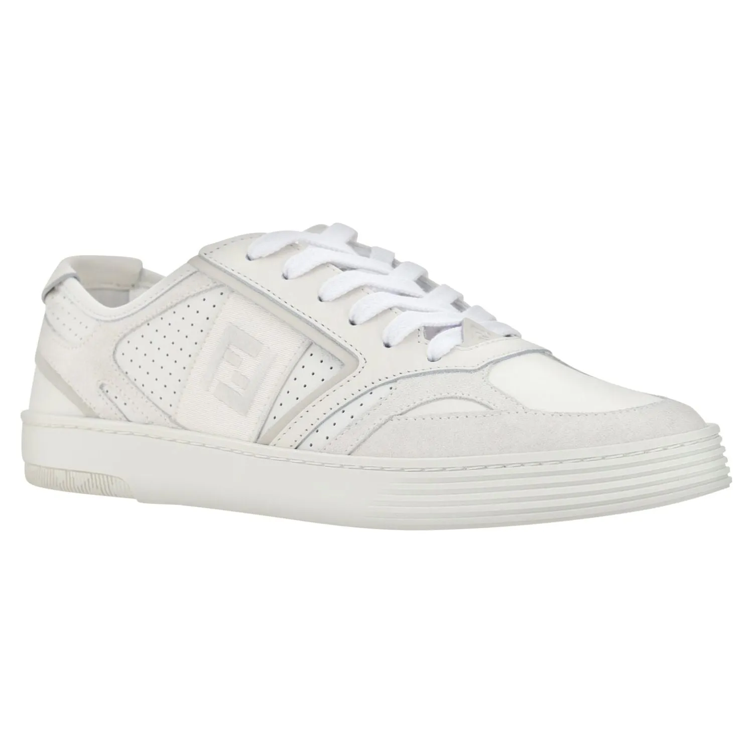 Fendi Elegant Low Top Calfskin Sneakers in White