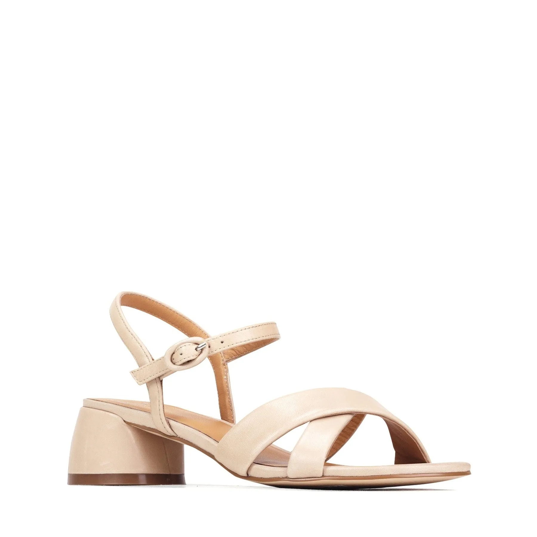 FIORA LEATHER BLOCK HEEL SANDALS