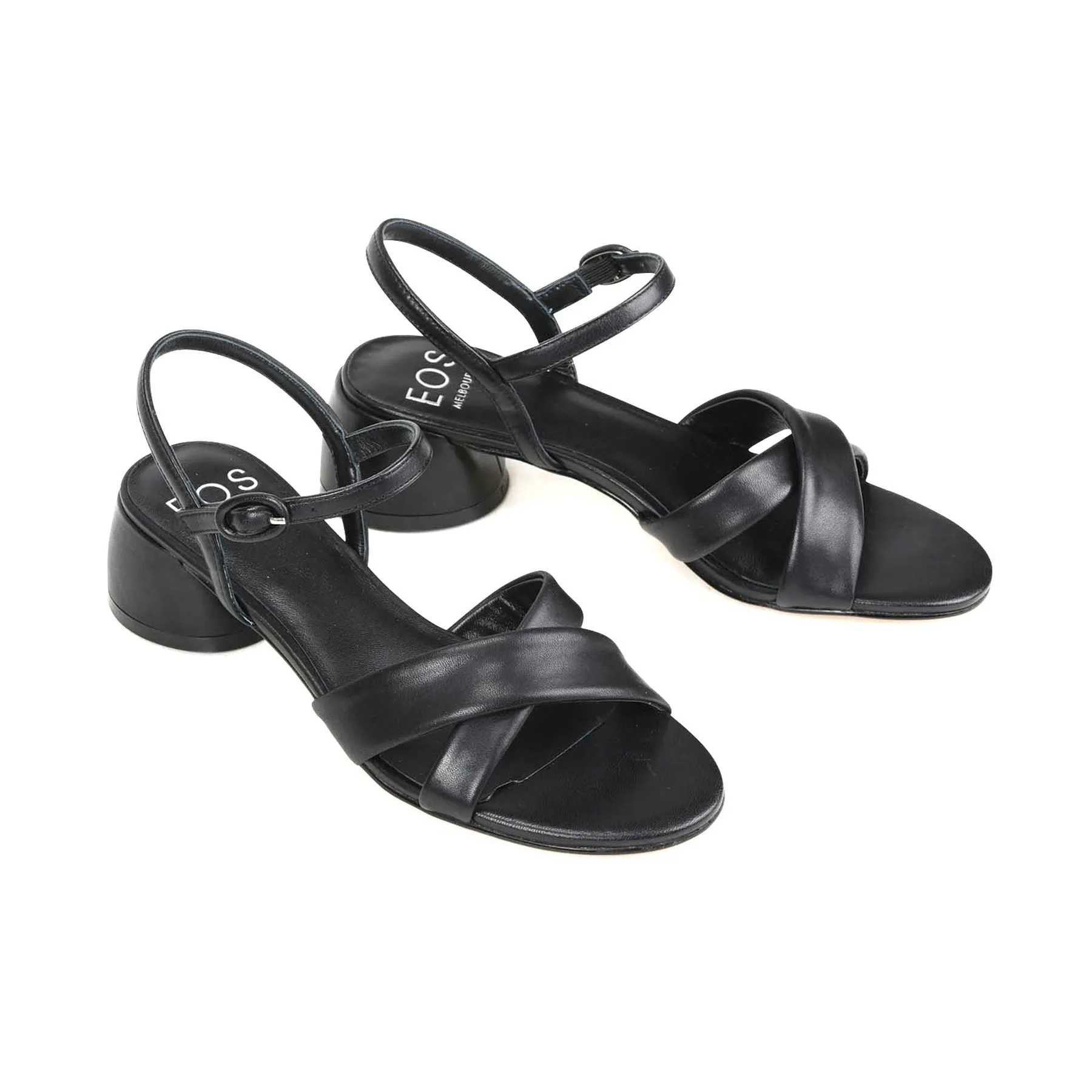 FIORA LEATHER BLOCK HEEL SANDALS