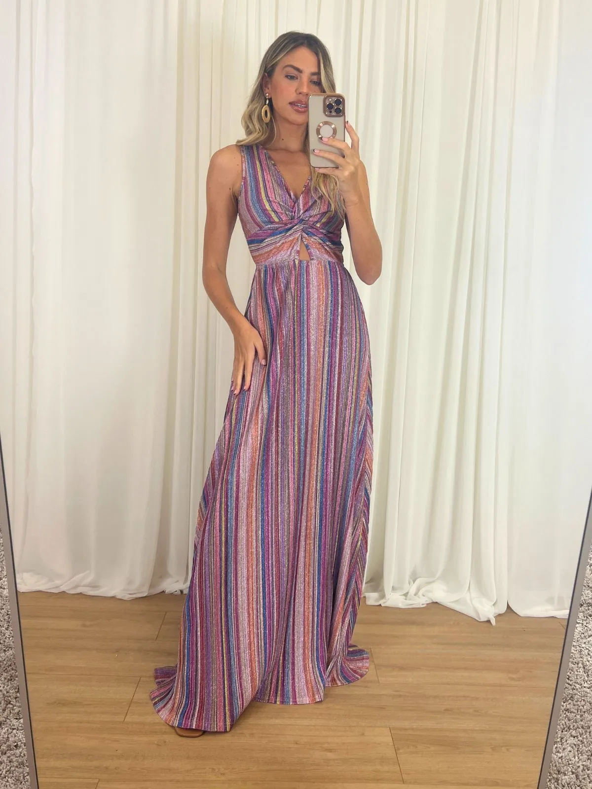 Florence Stripe Sparkle Maxi Dress in Multi