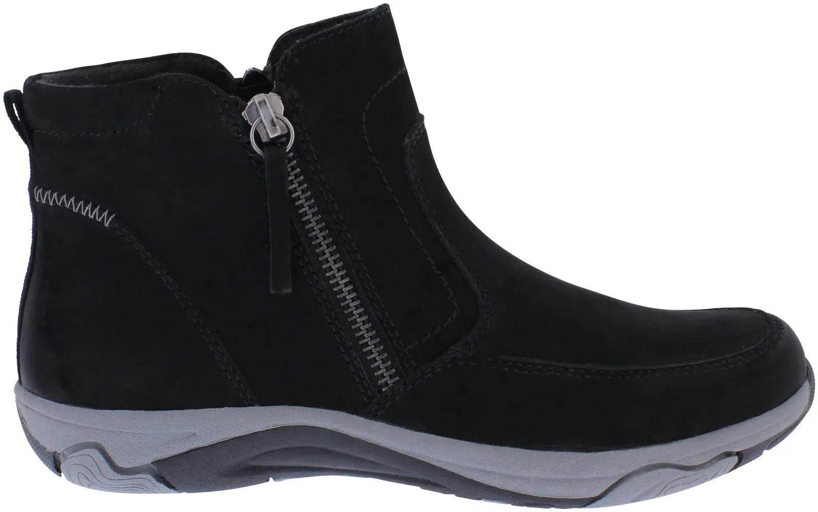 Free Spirit Veda Black Womens Double Zip Up Suede Water Resistant Ankle Boots