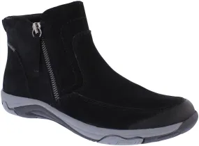 Free Spirit Veda Black Womens Double Zip Up Suede Water Resistant Ankle Boots