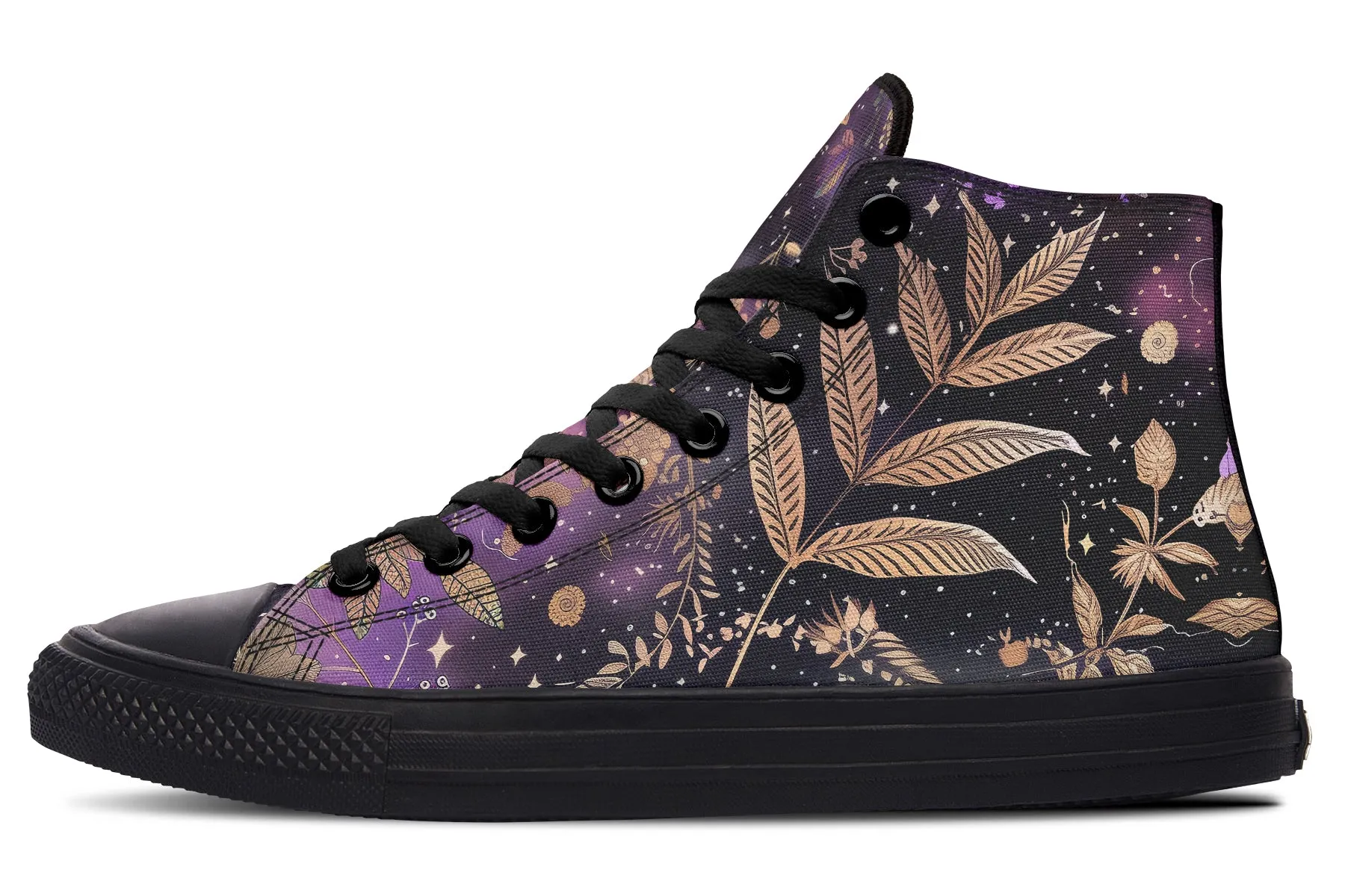 Galactic Bloom High Tops - Classic Premium Canvas Shoes with Comfortable and Durable Soles