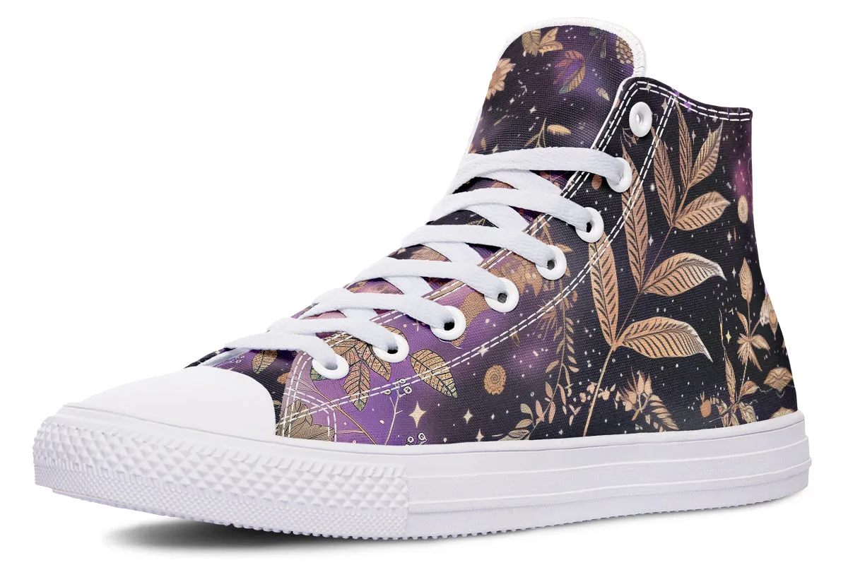 Galactic Bloom High Tops - Classic Premium Canvas Shoes with Comfortable and Durable Soles