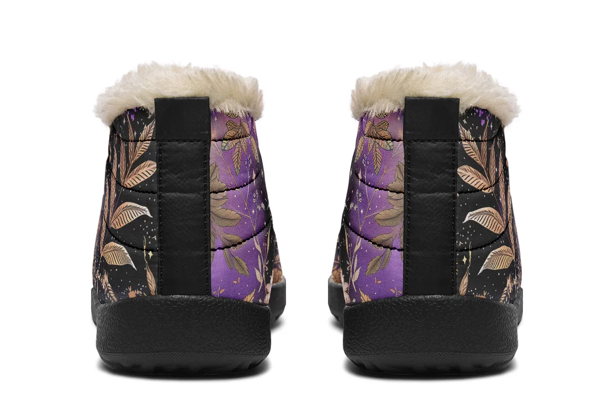 Galactic Bloom Winter Sneakers - Warm & Easy Slip-On Shoes Lined with Vegan Wool with Anti-Slip Soles