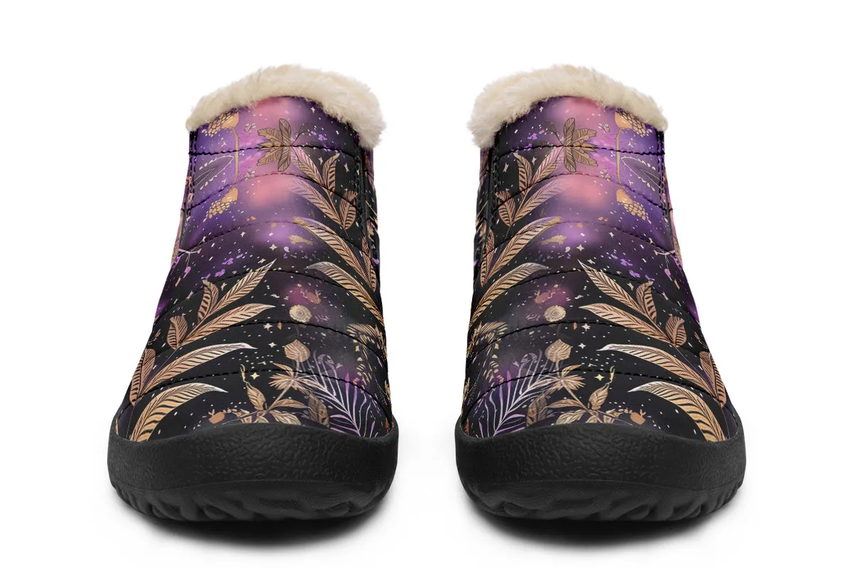 Galactic Bloom Winter Sneakers - Warm & Easy Slip-On Shoes Lined with Vegan Wool with Anti-Slip Soles