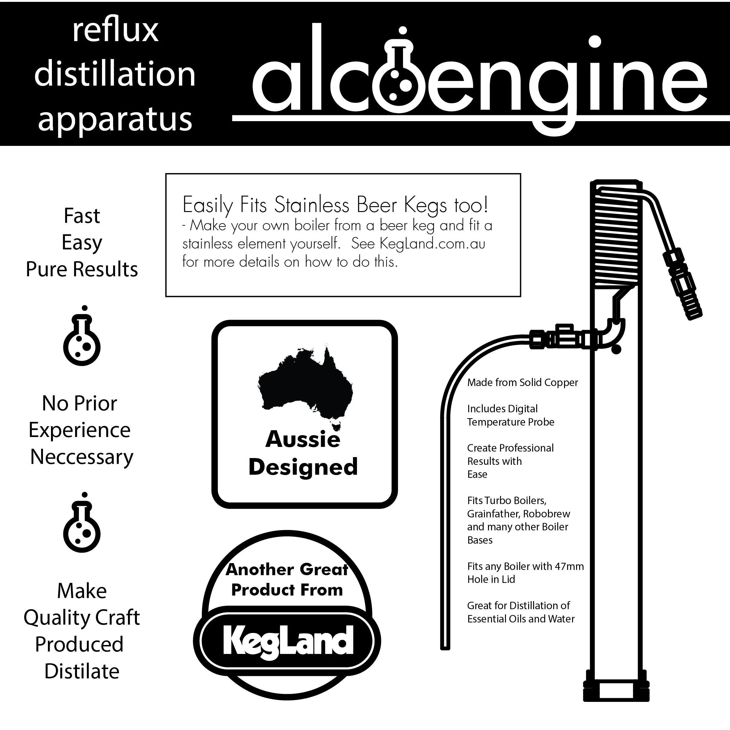 Gen2 - Alcoengine - Copper reflux Still with hose quick disconnects