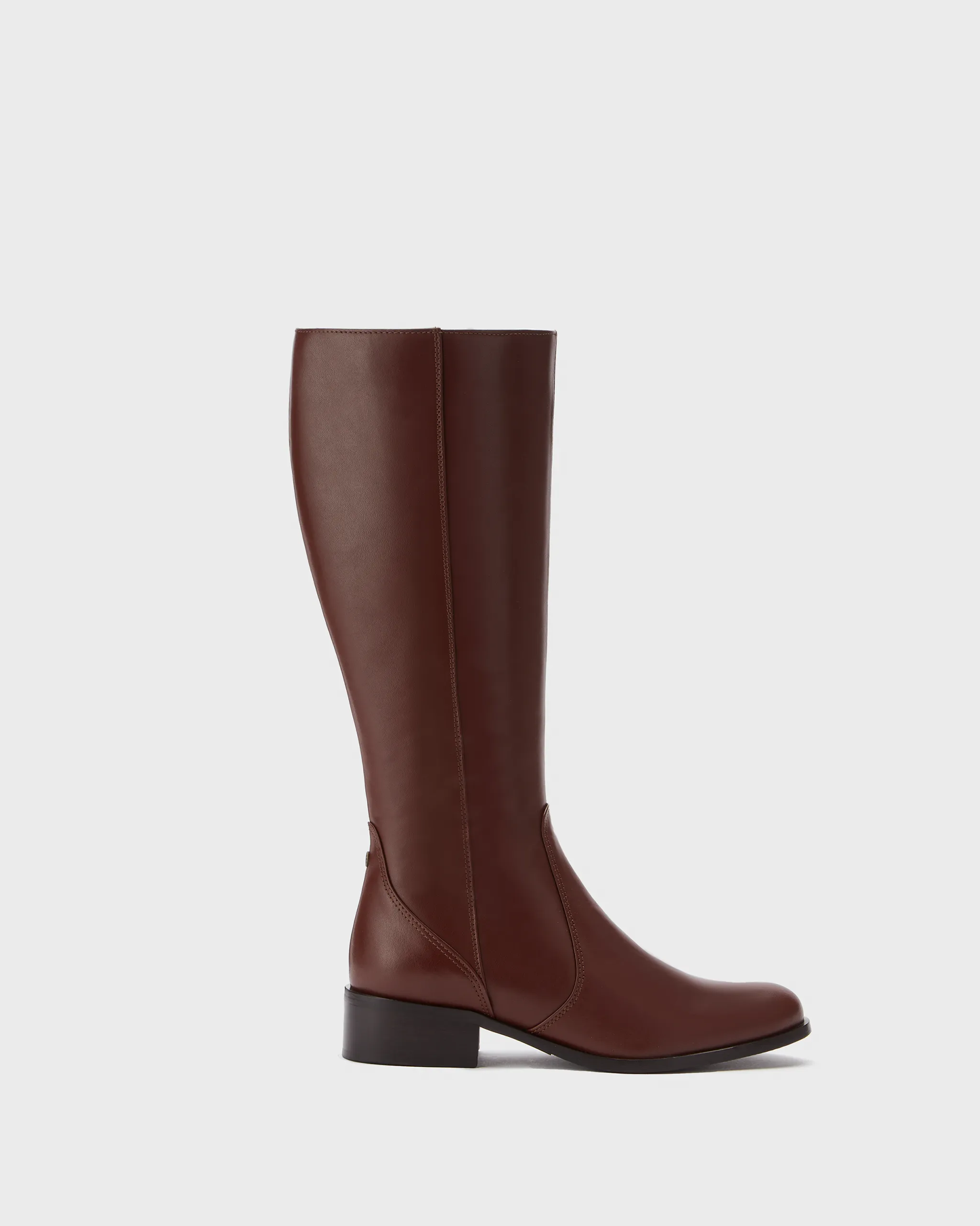 Haltham Petite Knee High Boots in Brown Leather