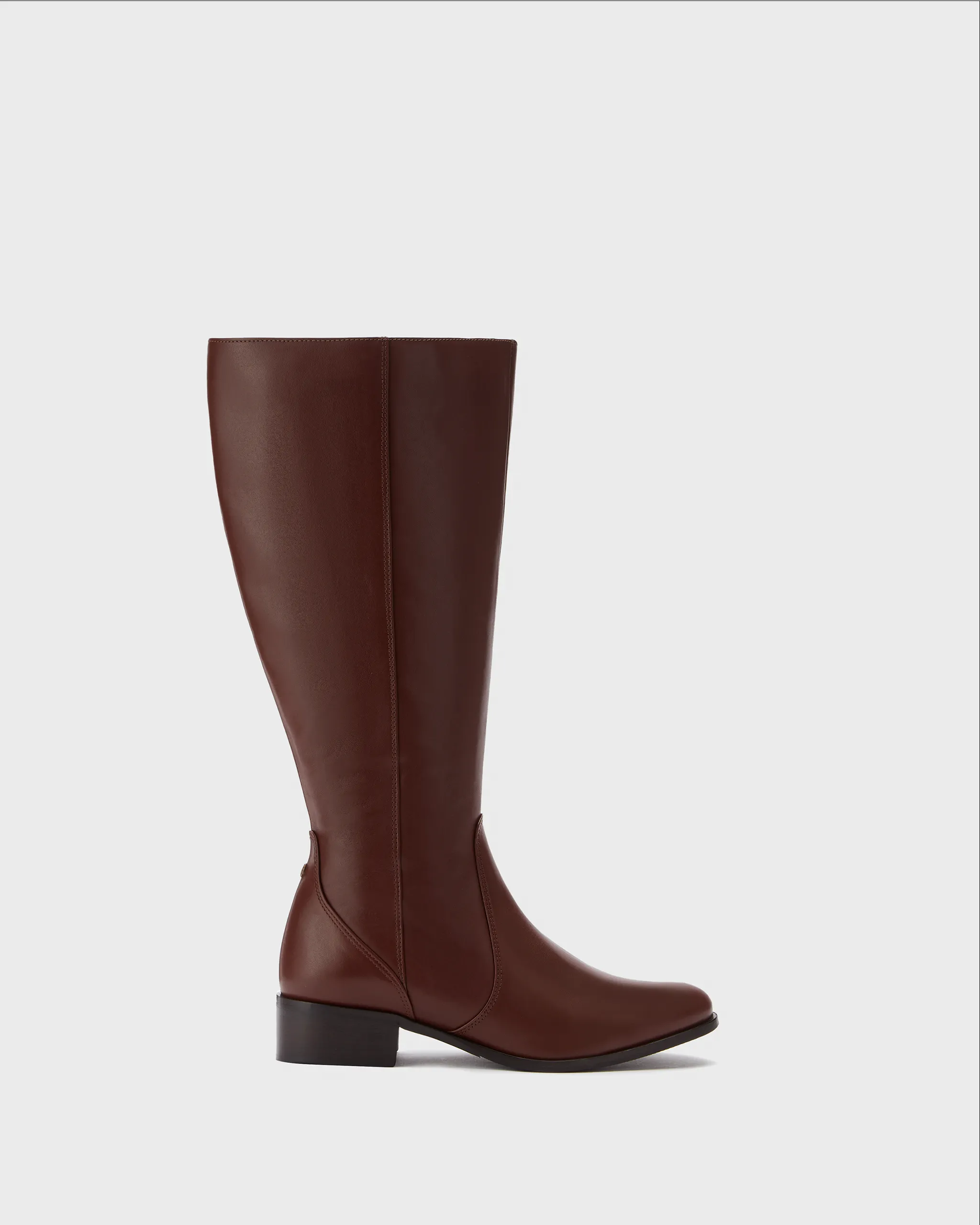 Haltham Petite Knee High Boots in Brown Leather