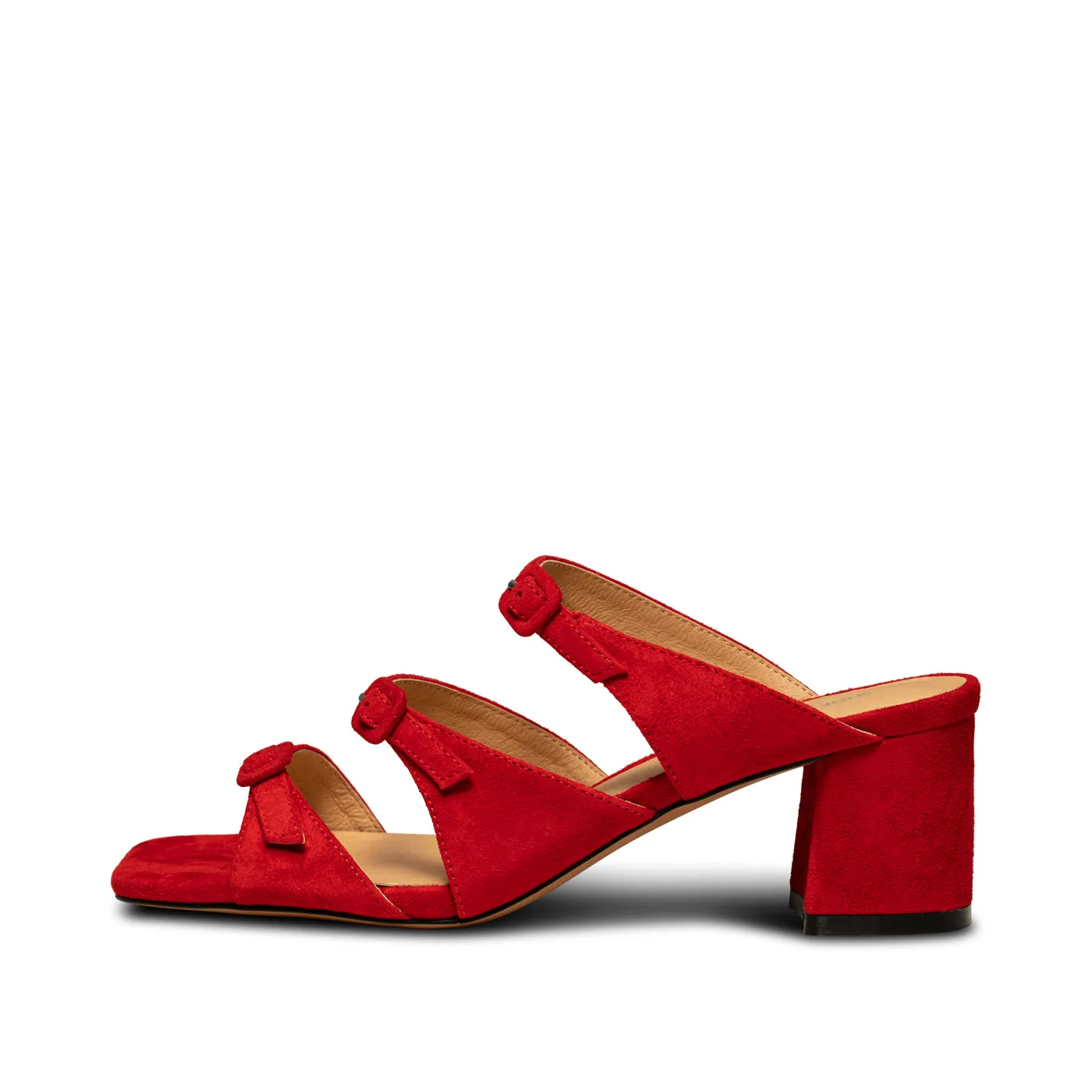 Hanna buckle mule suede - Fire Red