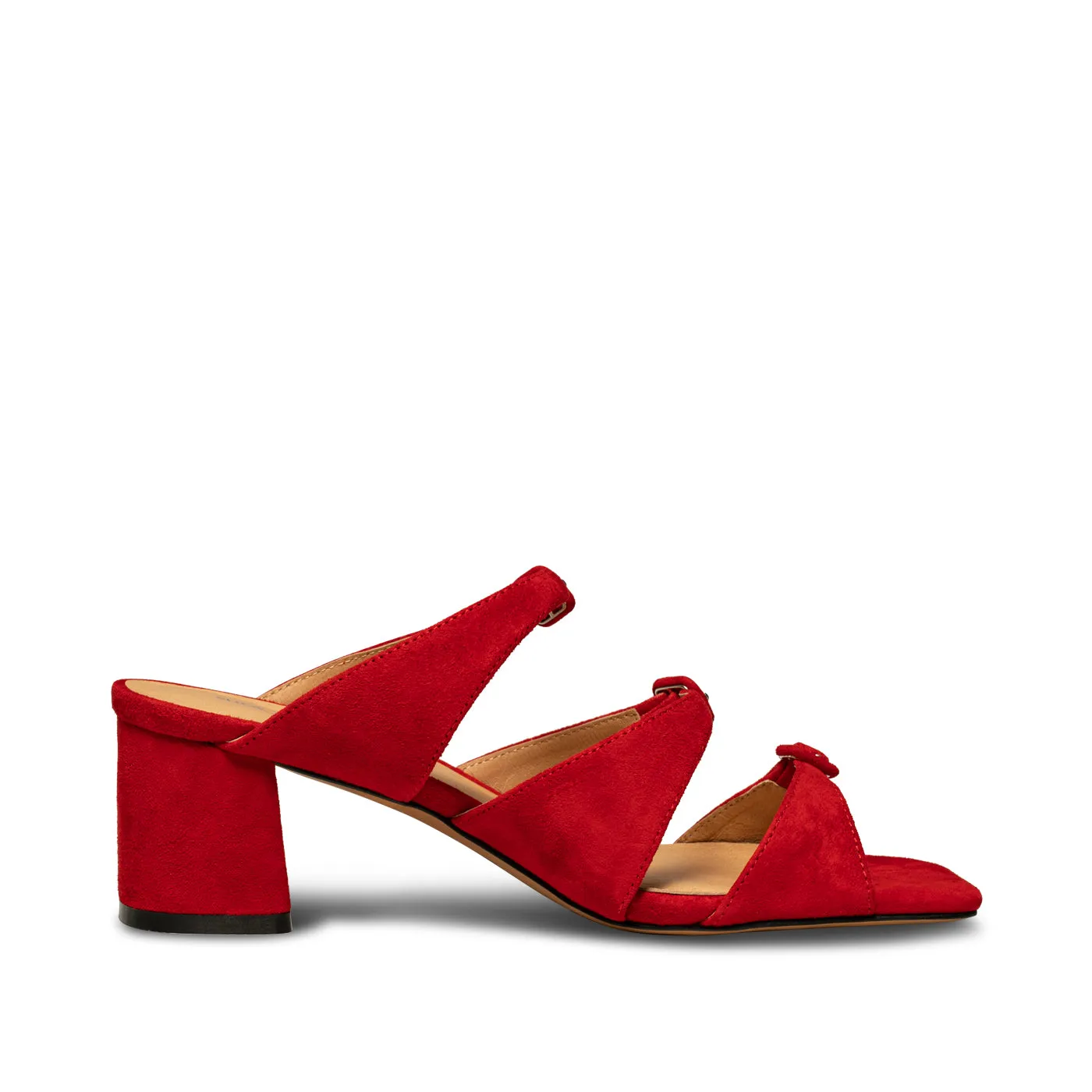 Hanna buckle mule suede - Fire Red