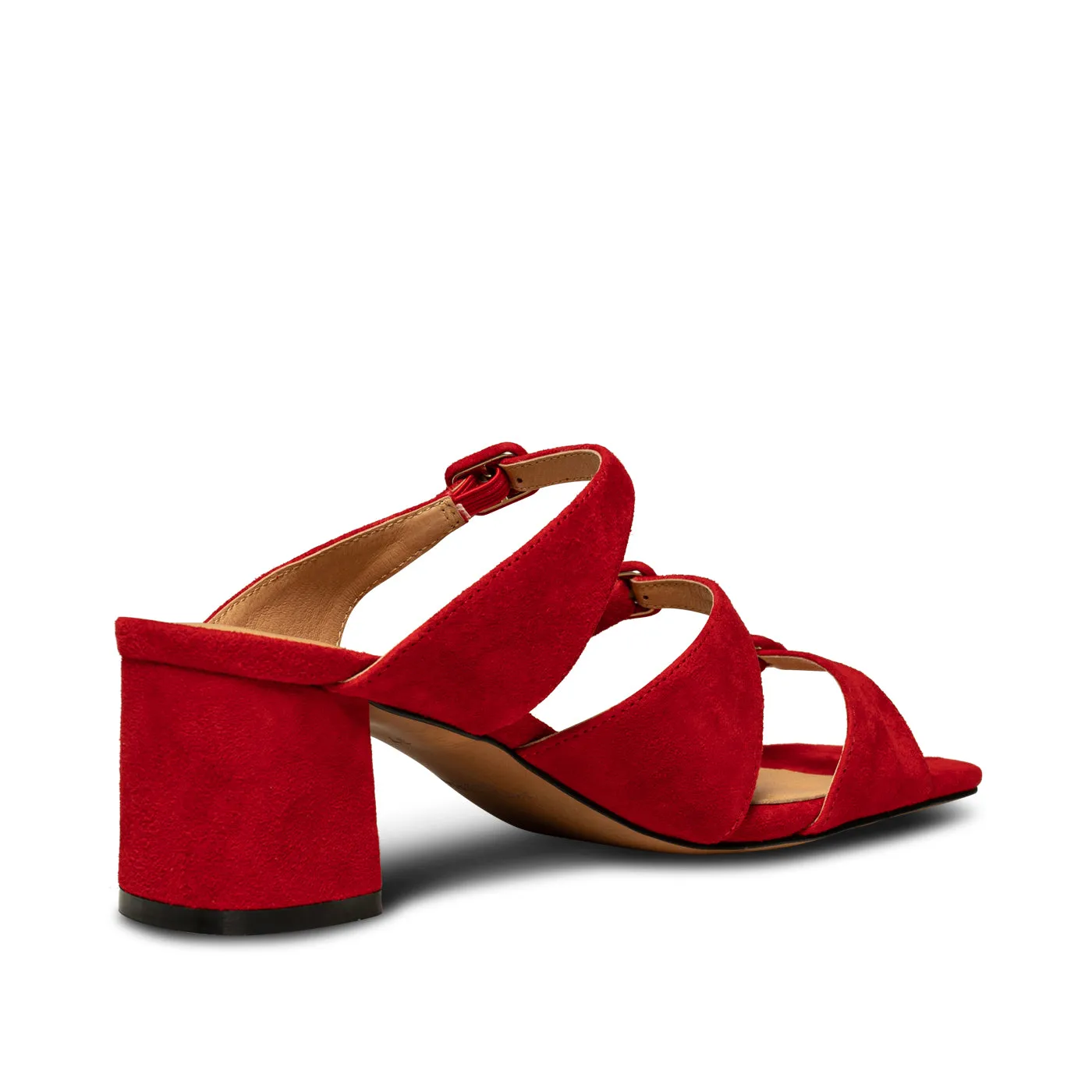 Hanna buckle mule suede - Fire Red