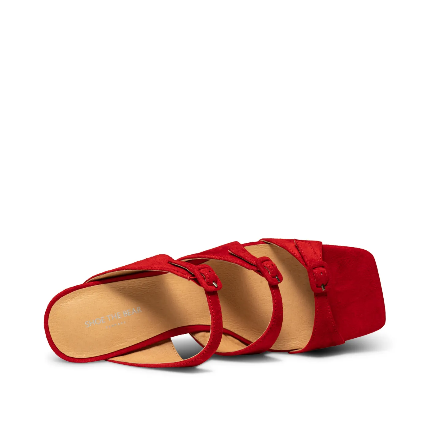 Hanna buckle mule suede - Fire Red