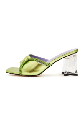 Heel Mules With  Star Shape Block Heel - Green