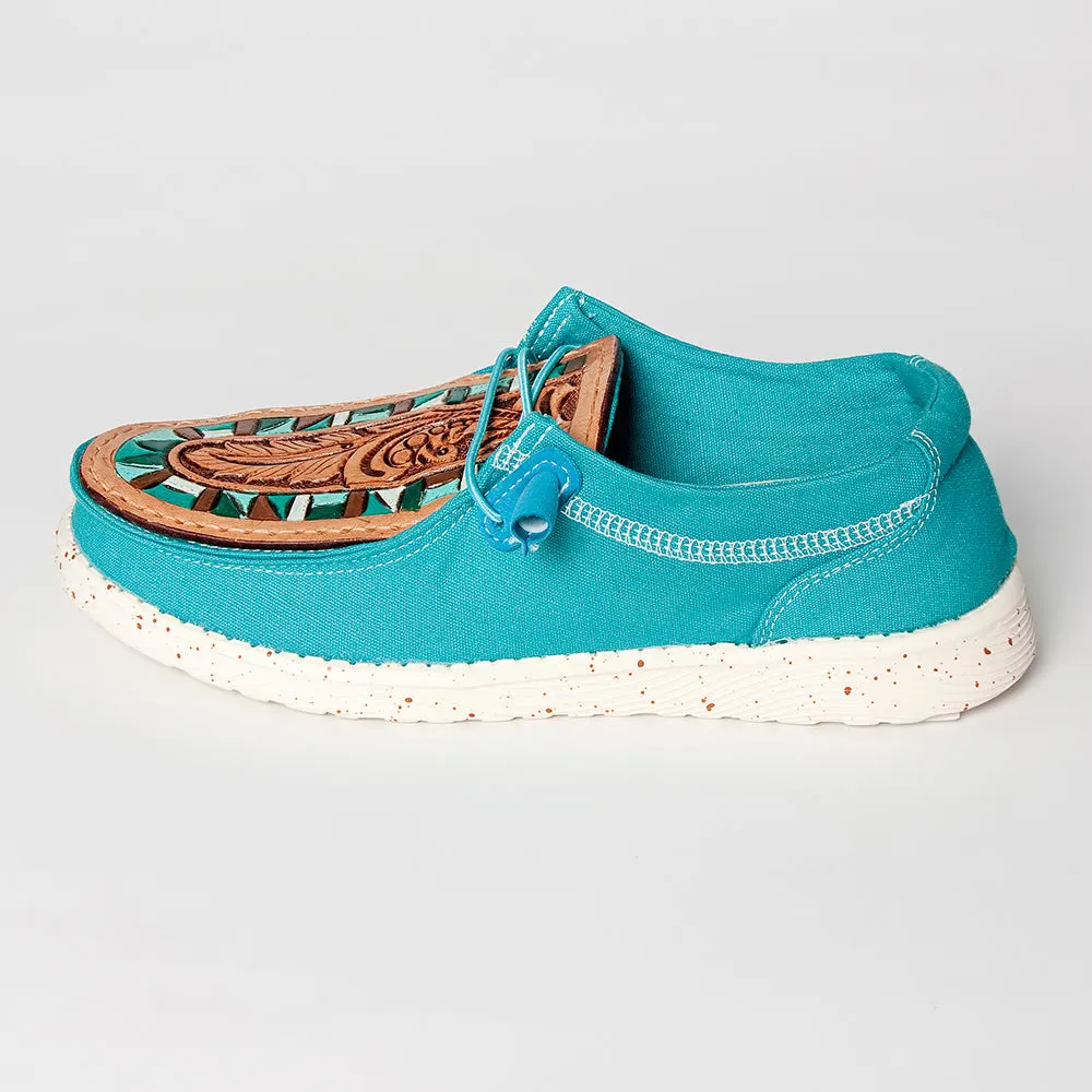 Hey Tooled Moccasin Tan/Turquoise