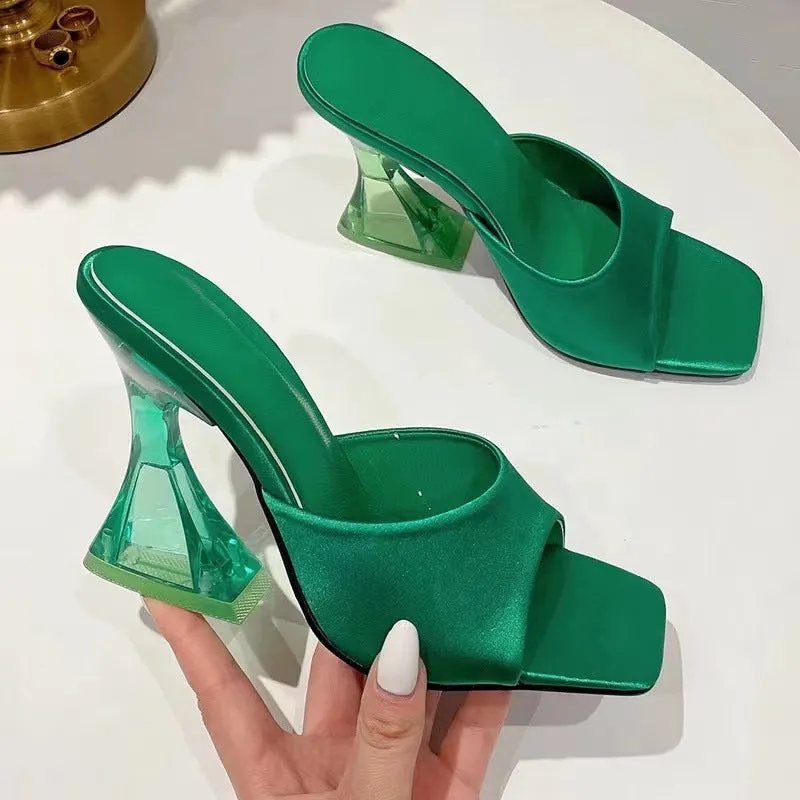 Hot Girl Acrylic Heel Parisa Open Toe High Heel Sandals