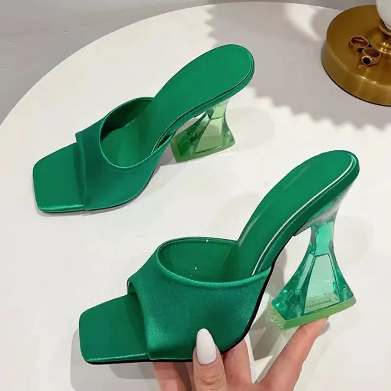 Hot Girl Acrylic Heel Parisa Open Toe High Heel Sandals