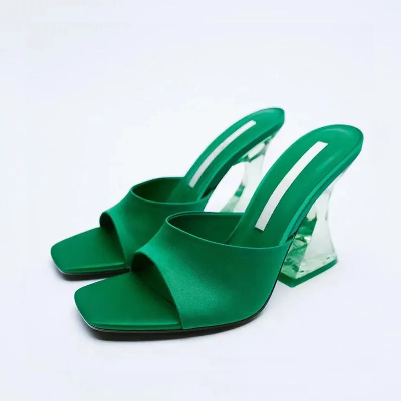 Hot Girl Acrylic Heel Parisa Open Toe High Heel Sandals