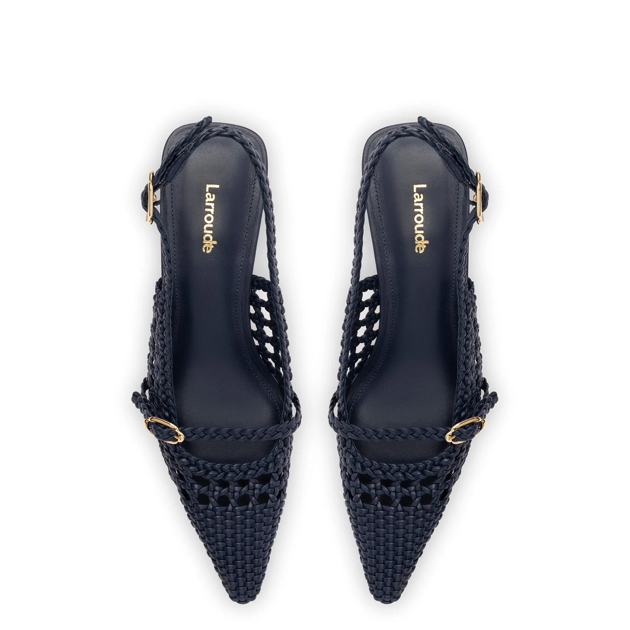 Ines Macrame Pump In Navy Leather