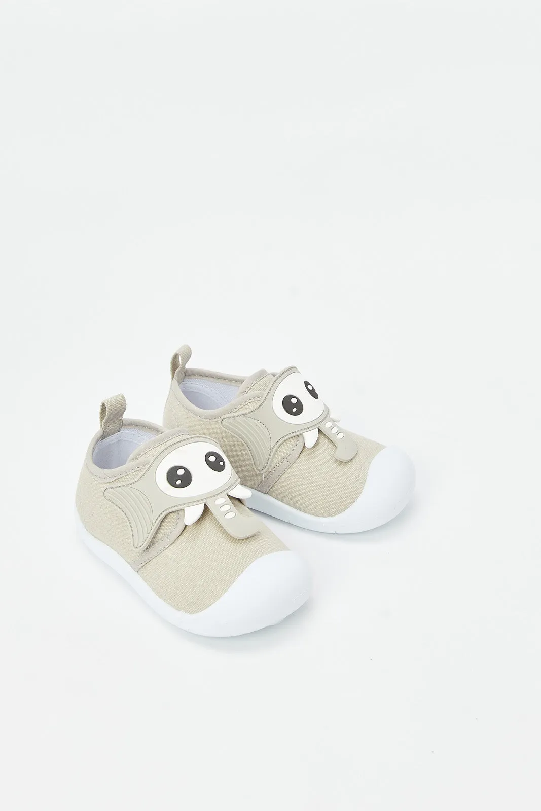 Infant Boys Ecru Elephant Patch Pump