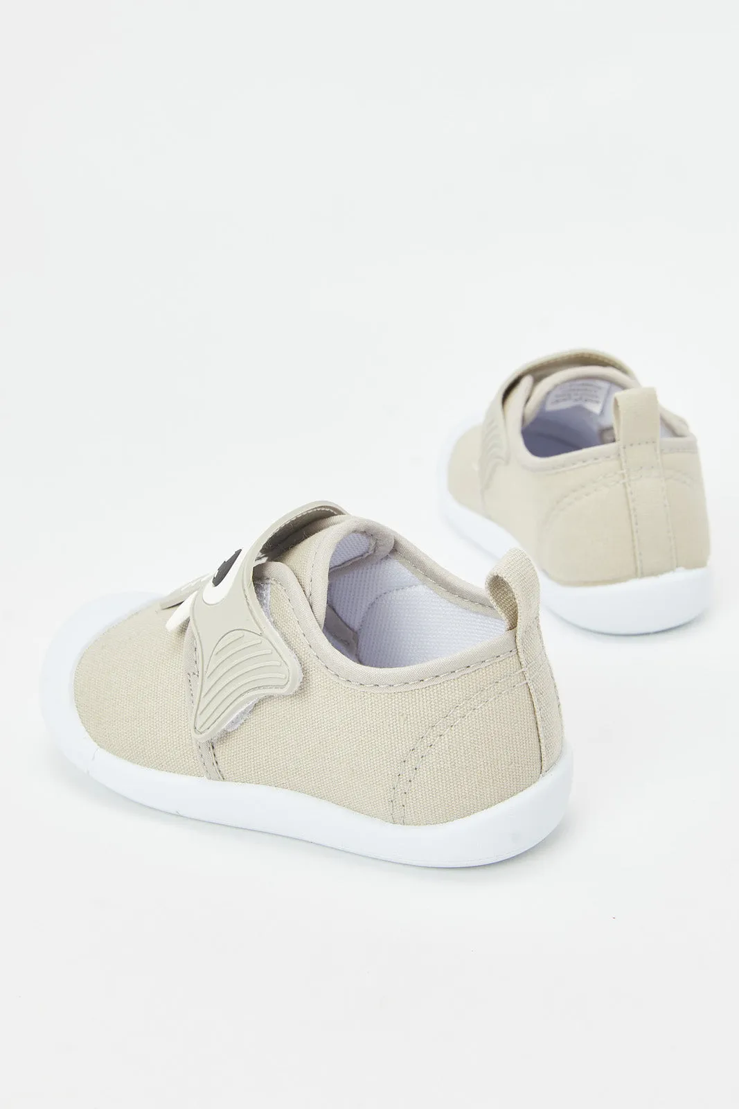 Infant Boys Ecru Elephant Patch Pump