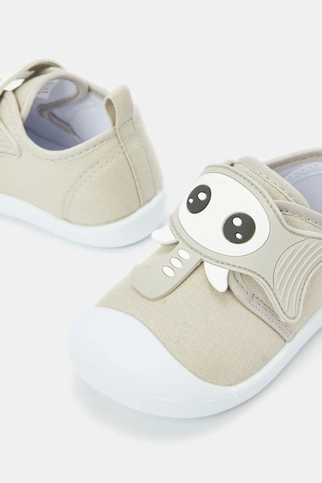 Infant Boys Ecru Elephant Patch Pump