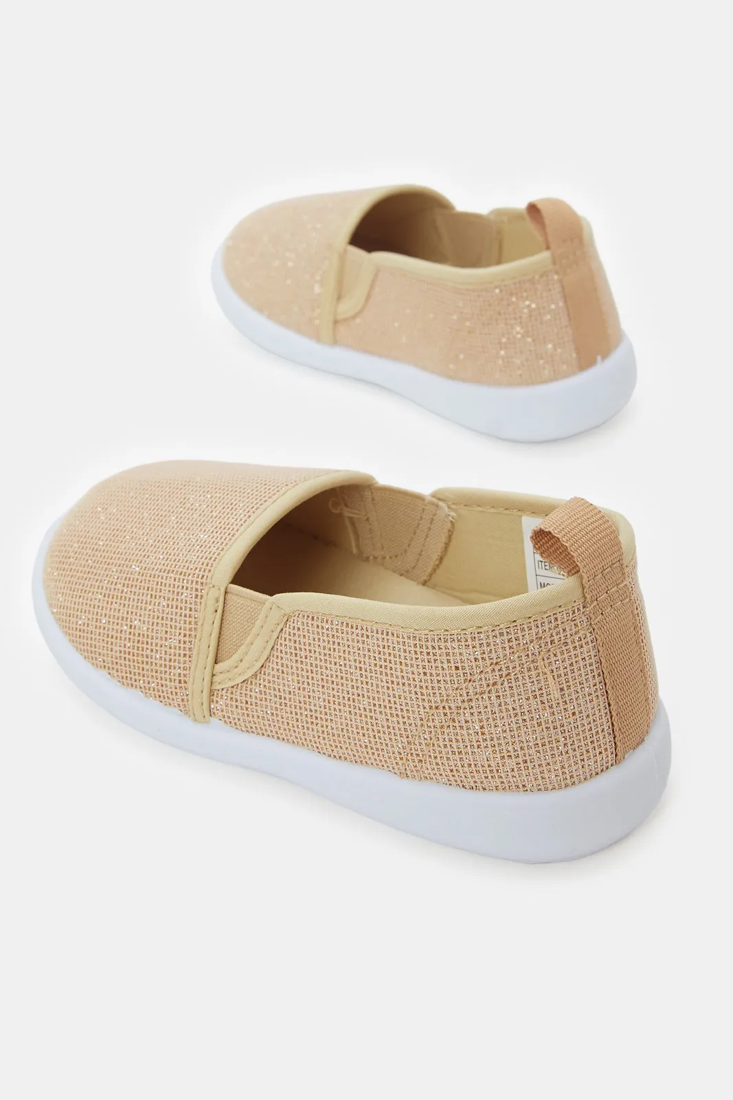 Infant Girls Beige Textured Pumps