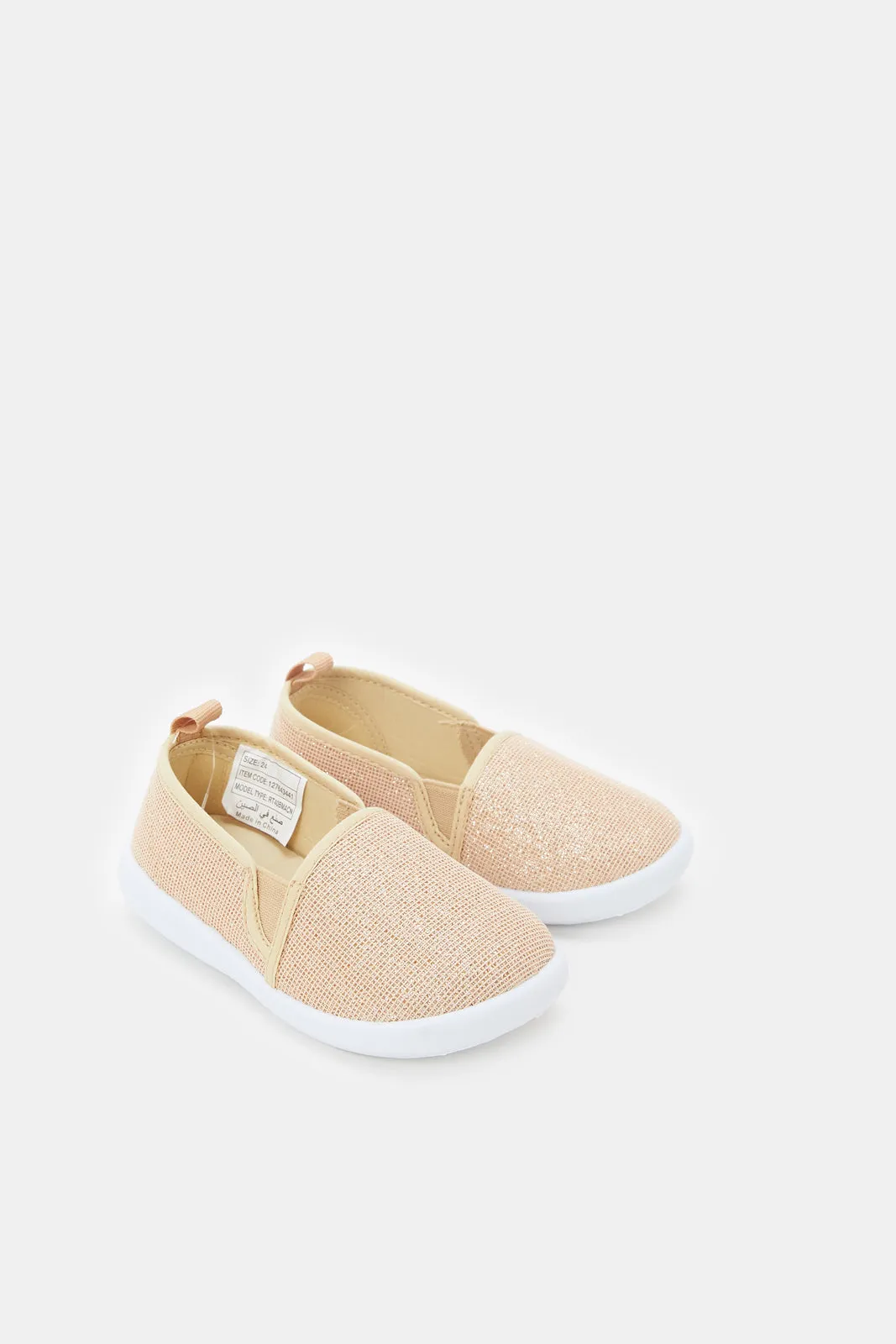 Infant Girls Beige Textured Pumps