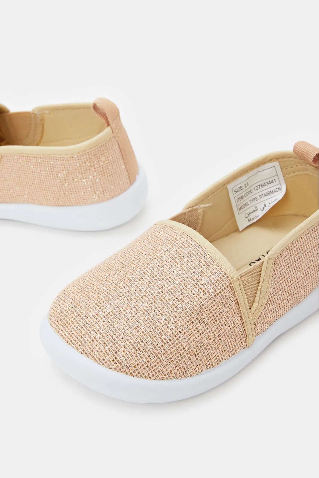 Infant Girls Beige Textured Pumps