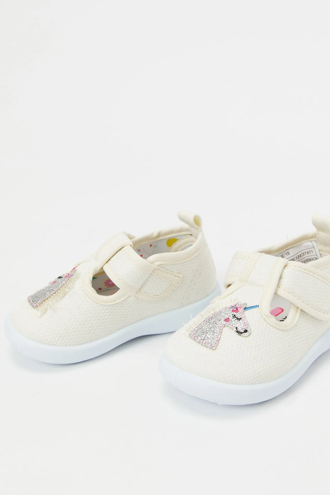 Infant Girls Beige Unicorn Trim Pump