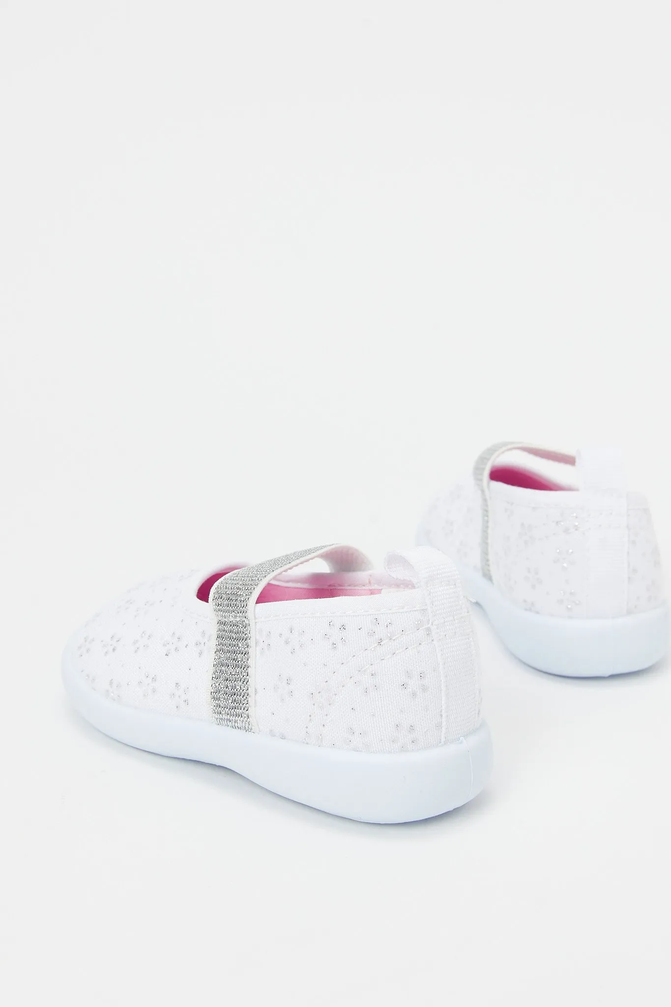 Infant Girls White Floral Pump