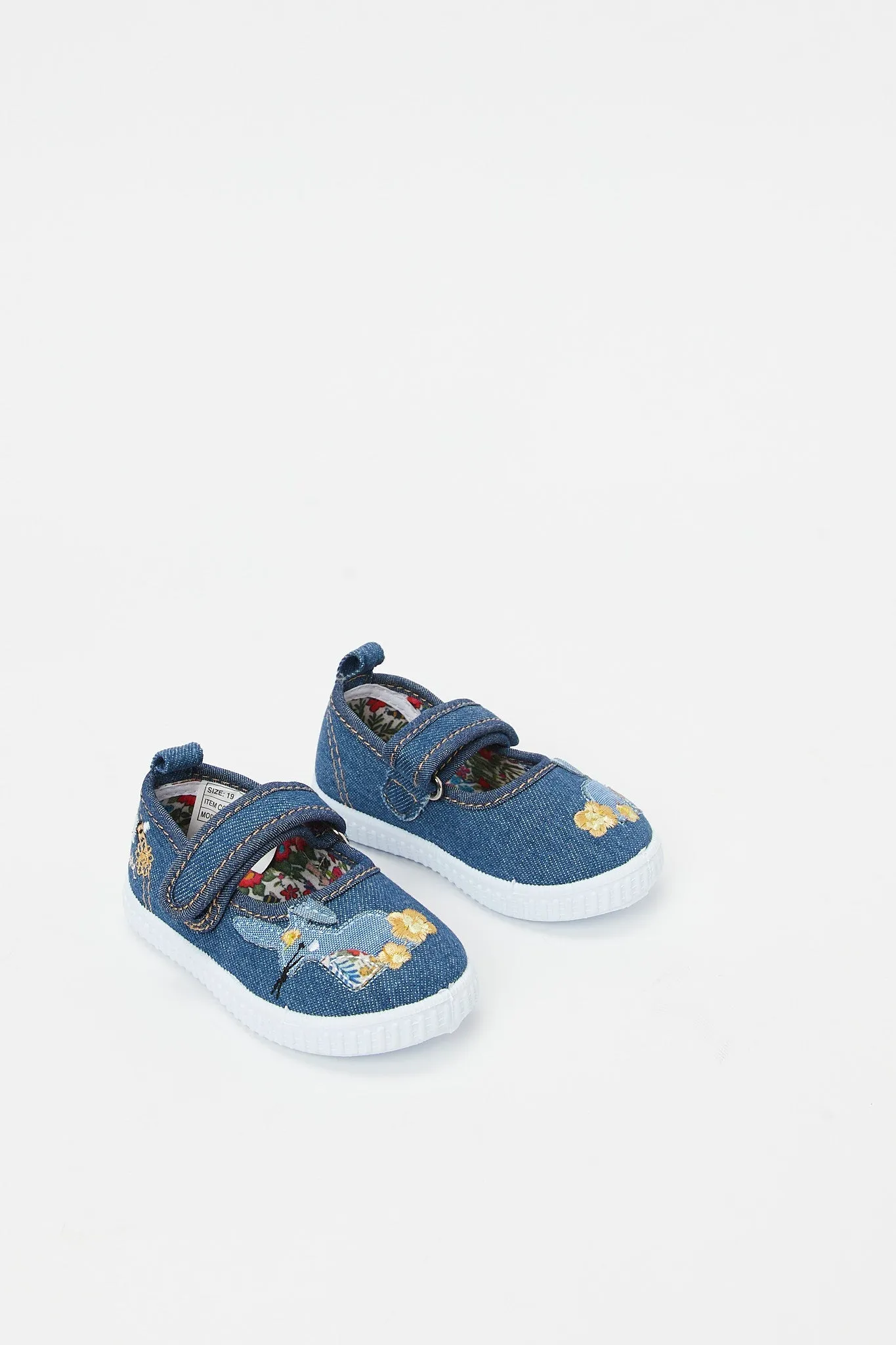 Infant Navy Denim Bunny Trim Pump