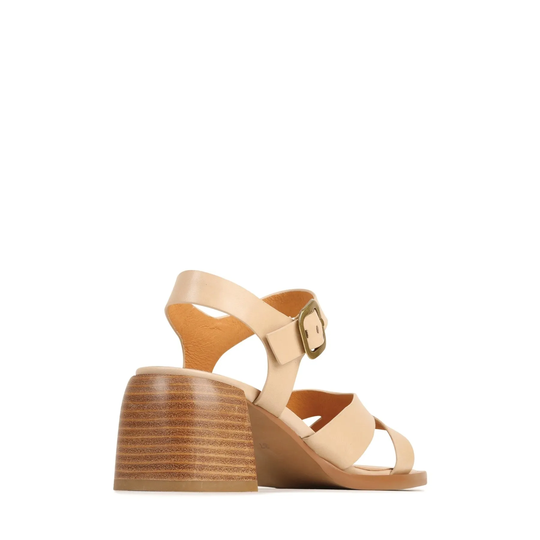 ISOKEN LEATHER BLOCK HEEL SANDALS