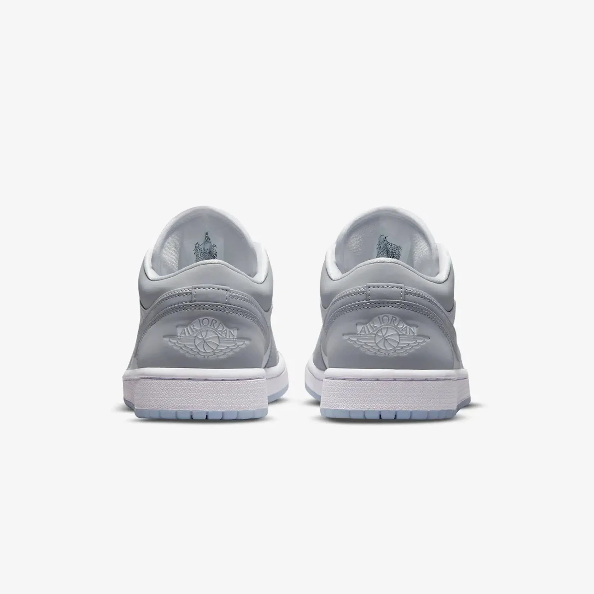 Jordan | WMN'S AIR JORDAN 1 LOW  { WHITE/WOLF GREY-ALUMINUM