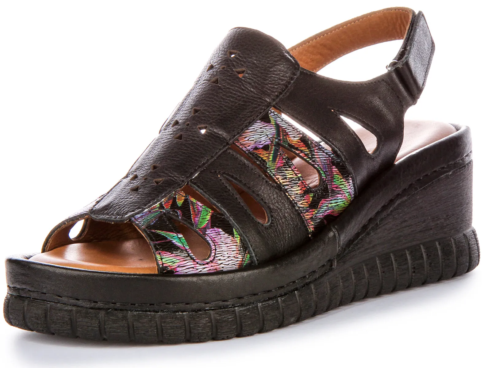 Justinreess England Zoey Soft Footbed In Black Floral