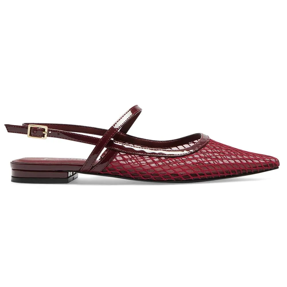 Kelsey Flat in Cherry Mesh Patent