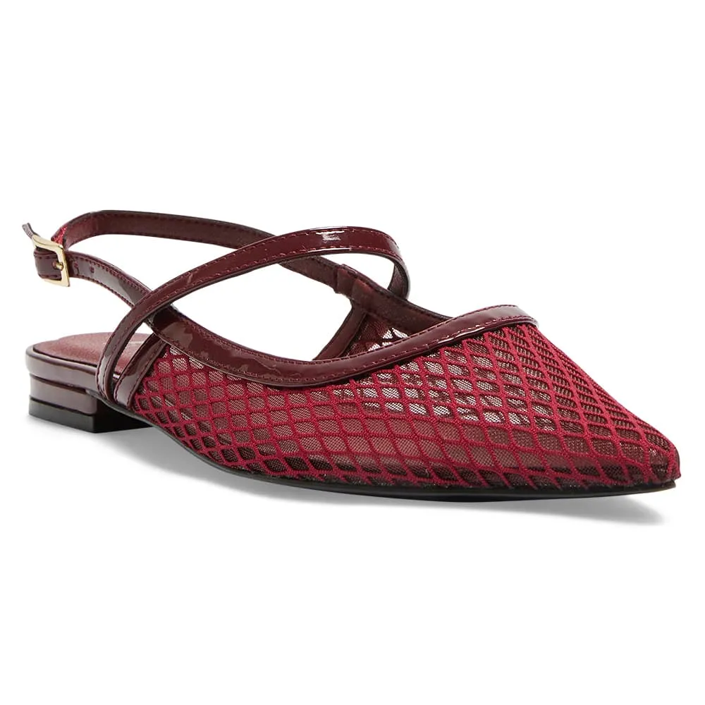 Kelsey Flat in Cherry Mesh Patent