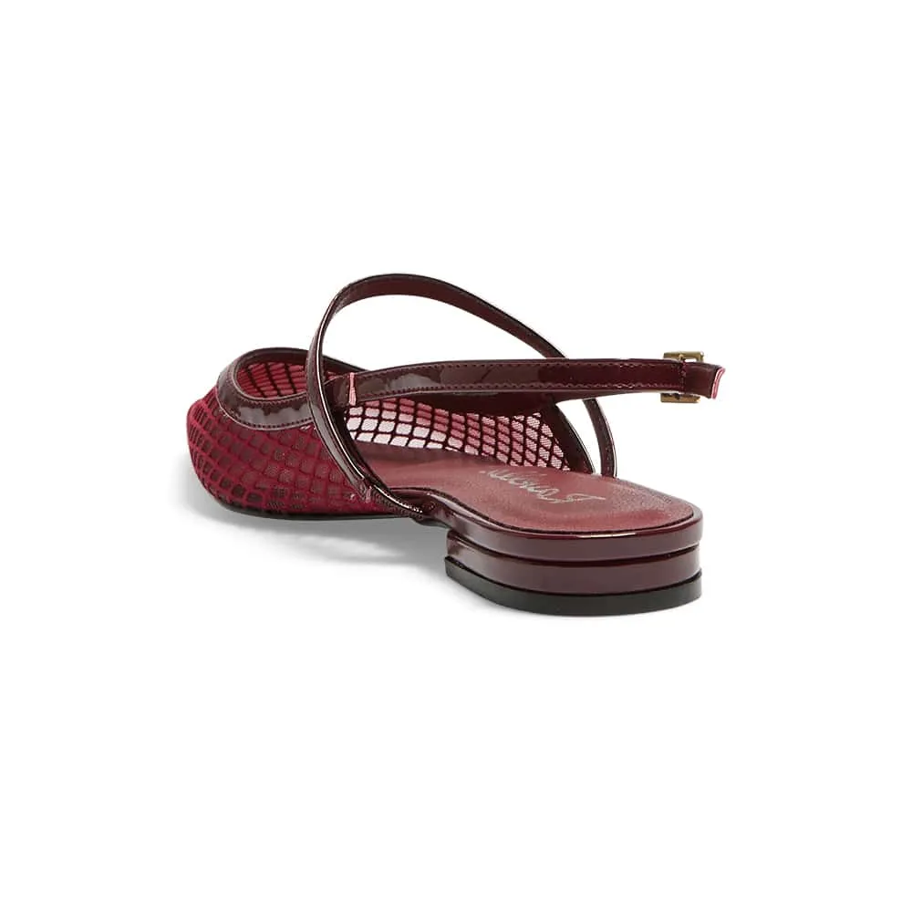 Kelsey Flat in Cherry Mesh Patent