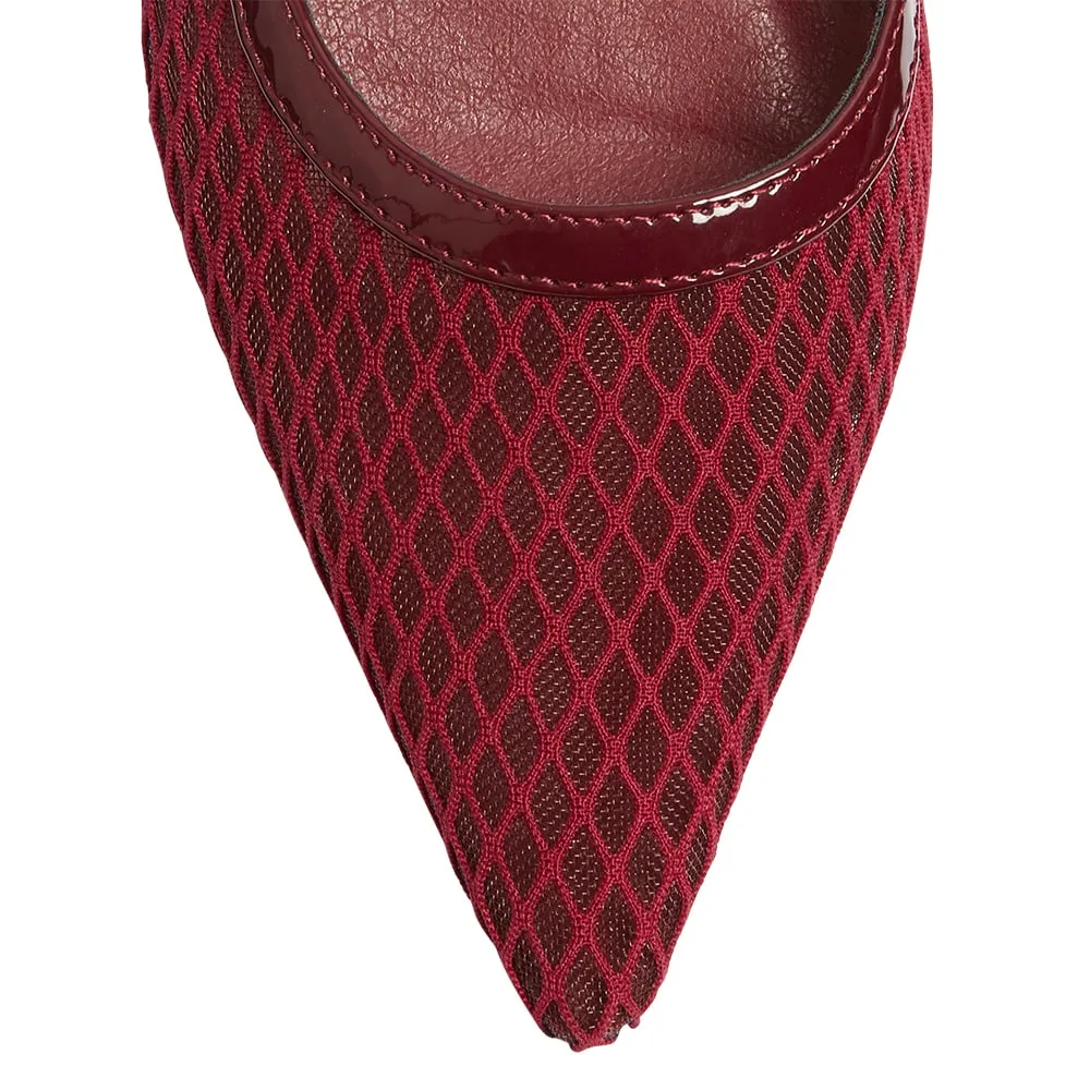 Kelsey Flat in Cherry Mesh Patent