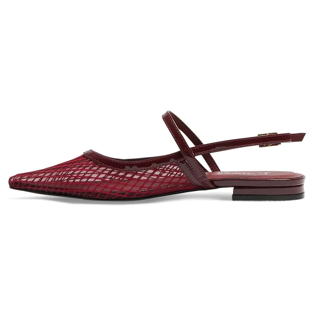 Kelsey Flat in Cherry Mesh Patent