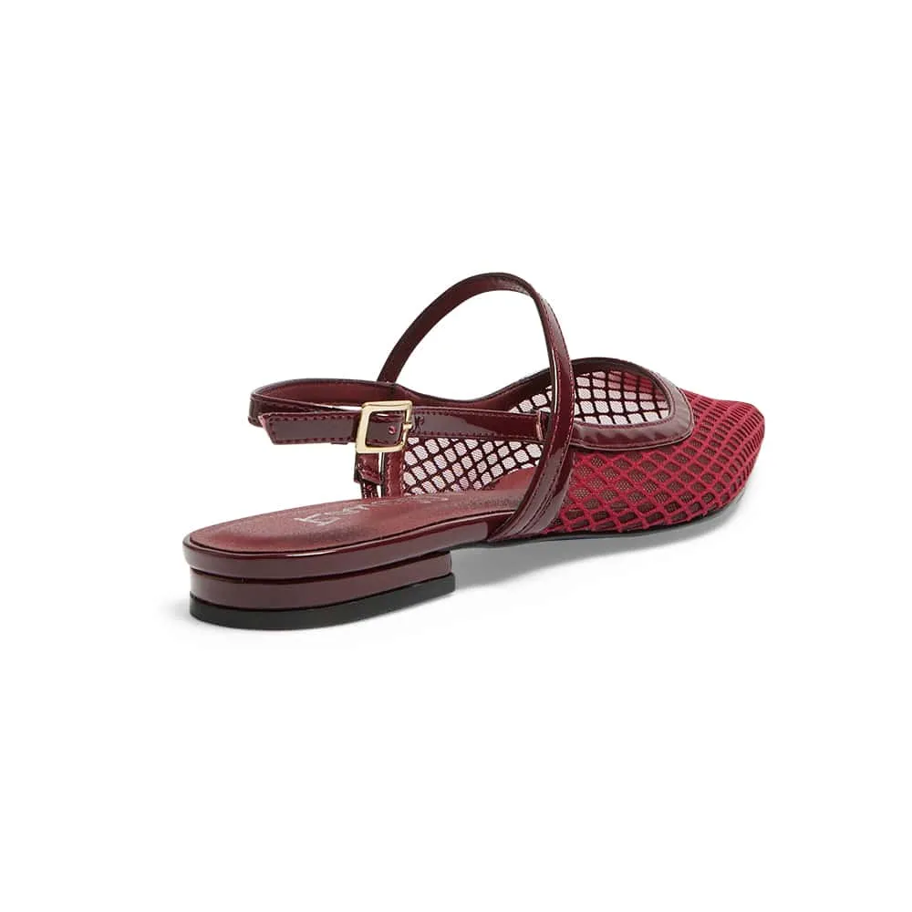 Kelsey Flat in Cherry Mesh Patent